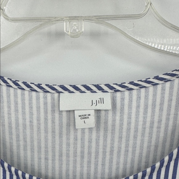 J.  Jill Striped Colorblock Dress 3/4 Sleeve Blue White Black size Large - Picture 4 of 5